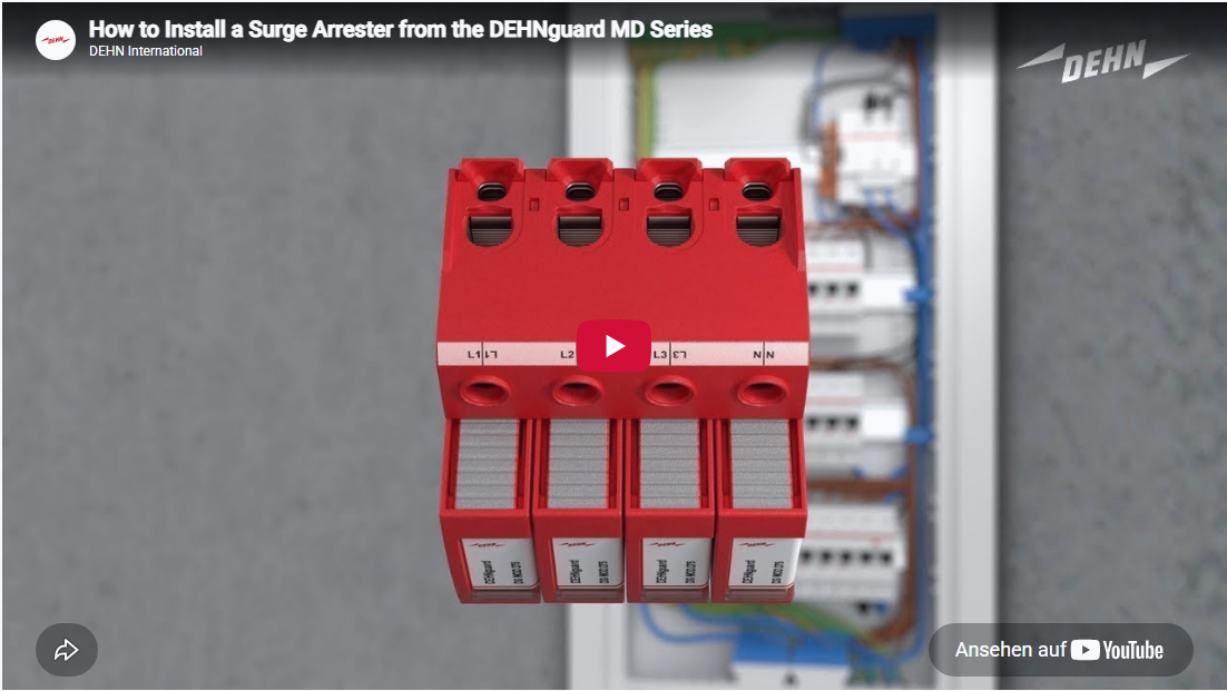 Load video: In this video, we show you how to install a surge protection device from the DEHNguard MD series. Thanks to its double screw connection, you can wire conductors of different sizes, create feed-through wiring without upstream terminal blocks, and save valuable space in your sub-distribution board.