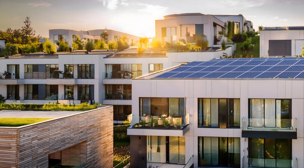 Residential building with solar installation
